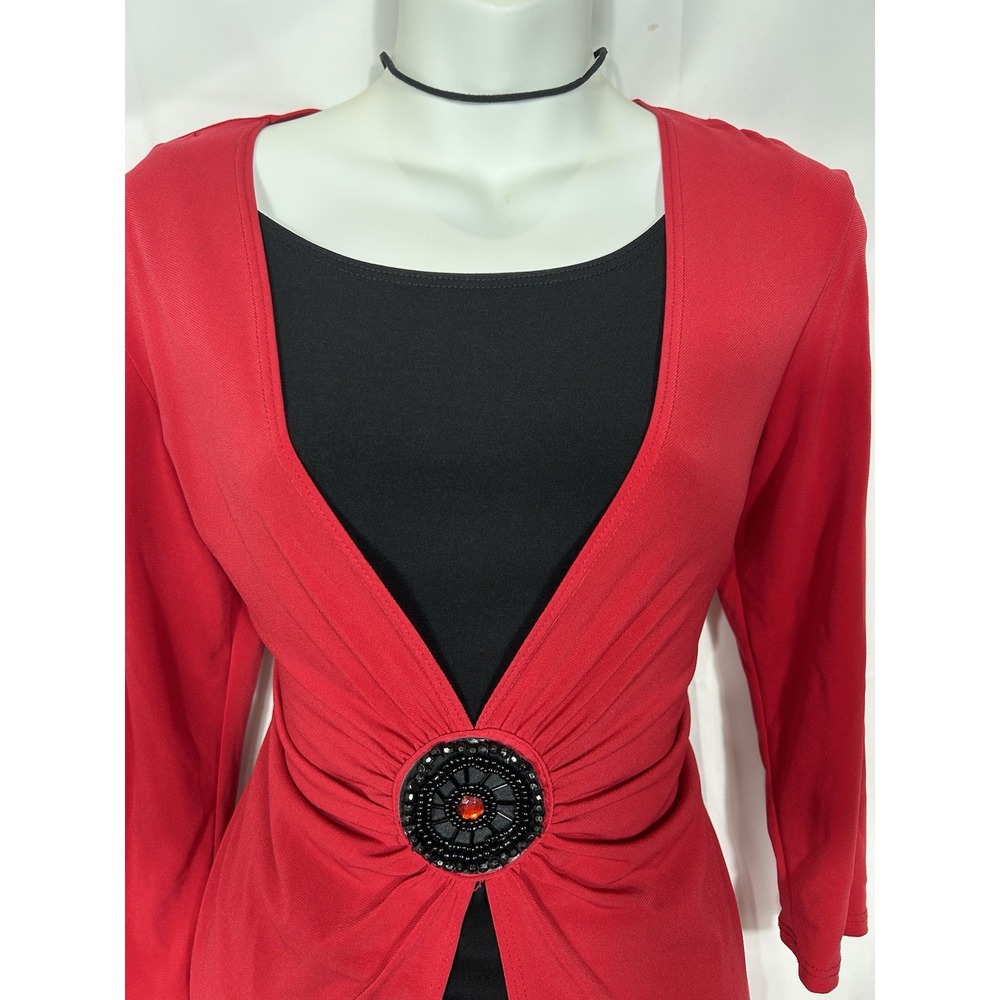 Vintage Womens Red/ Black Top Size S Y2K Goth Glam Whimsigoth‎ Witchy Vamp USA - Picture 4 of 12